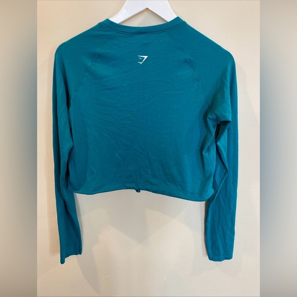 GymShark Sweat Seamless Long Sleeve Crop Small Teal Green - Picture 5 of 6